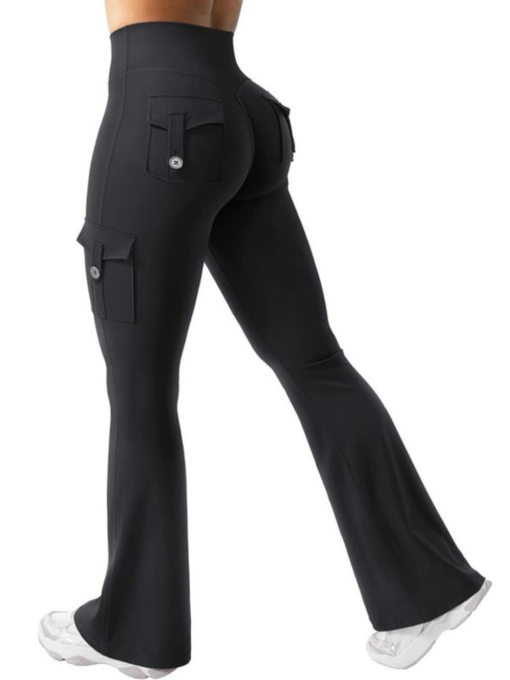 Yeoreo Bottoms Women’s Large Black Flare Yoga Pants 4 Pockets Stretch Pilates L